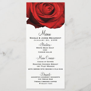 Menu Cardápio de casamento moderno e elegante Rosa Verm