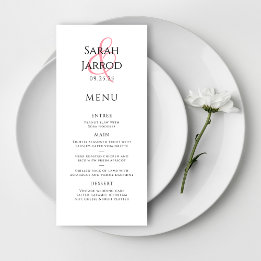 Menu Cardápio de Casamento Moderno Elegante Rosa Coral