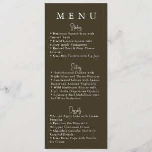 Menu Cardápio de Casamento Moderno Minimalista Marrom