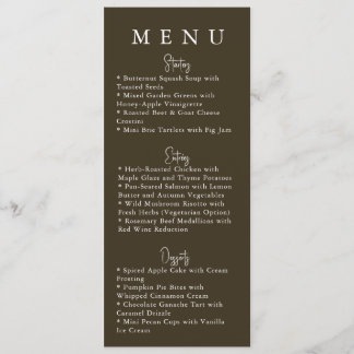 Menu Cardápio de Casamento Moderno Minimalista Marrom