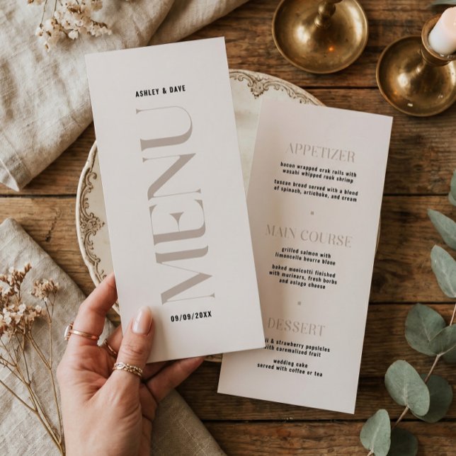 Menu Cardápio de Casamento Moderno Simples Bege (Criador carregado)