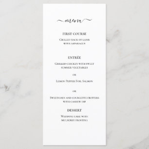Menu Cardápio de Casamento Monograma Clássico Preto e B