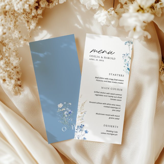 Menu Cardápio de casamento monograma com flores silvest (Criador carregado)