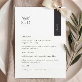 Menu Cardápio de Casamento Monogramado Preto e Branco M