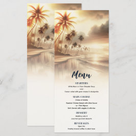 Menu Cardápio de Casamento na Praia com Palmeiras e Pôr