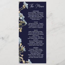 Menu Cardápio de casamento NavyFloral, Cardápio minimal
