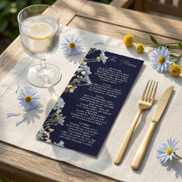 Menu Cardápio de Casamento NavyFloral, Cardápio Minimal