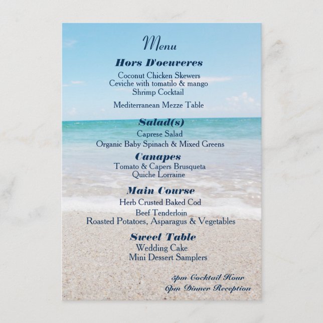 Menu Cardápio de Casamento no Destino Ocean I (Frente)