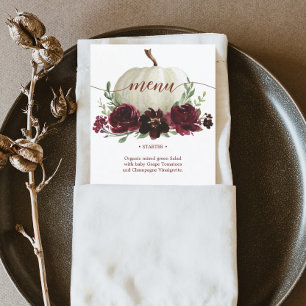Menu Cardápio de Casamento ou Chá de Bebê de Outono com