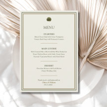 Cardápio de Casamento Palma Marfim e Dourado