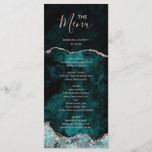 Menu Cardápio de Casamento Peacock Green Rose Gold Ágat