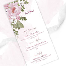 Cardápio de Casamento Peônias Rosa