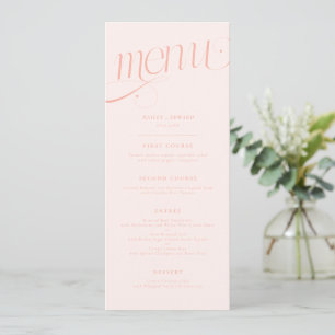 Menu Cardápio de Casamento Pêssego Redemoinho Elegante