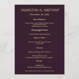 Menu Cardápio de Casamento Plum Gold Elegante Retrato