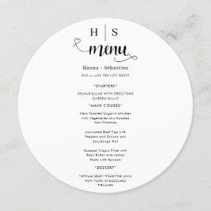 Menu Cardápio de Casamento Preto e Branco