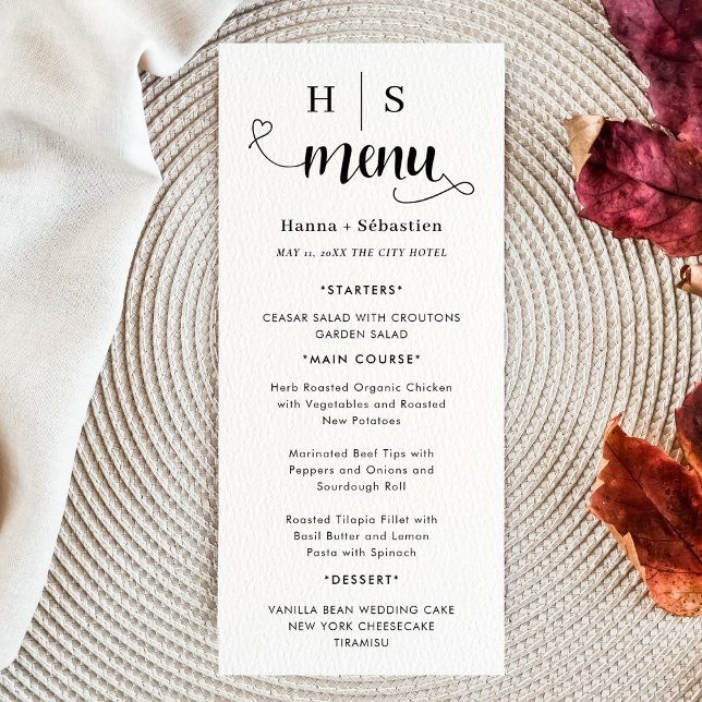 Menu Cardápio de Casamento Preto e Branco (Criador carregado)