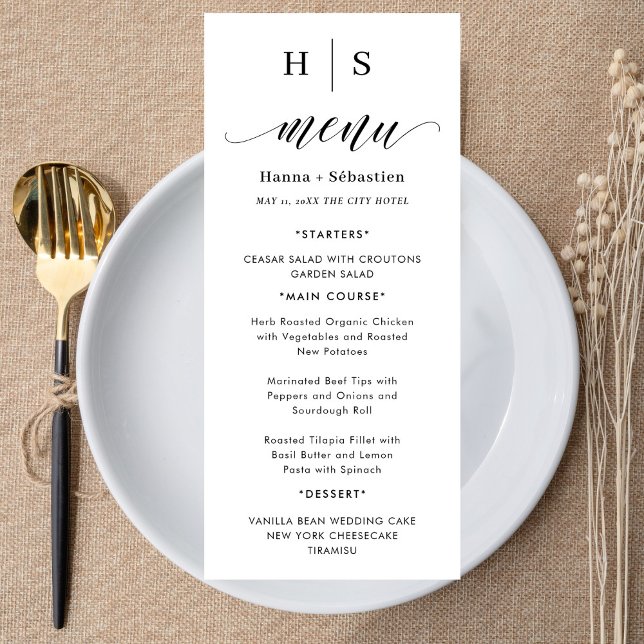 Menu Cardápio de Casamento Preto e Branco (Criador carregado)