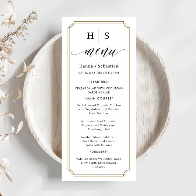 Menu Cardápio de Casamento Preto e Branco (Criador carregado)
