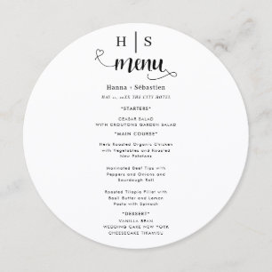 Menu Cardápio de Casamento Preto e Branco