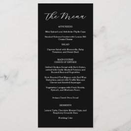Menu Cardápio de Casamento Preto e Branco Elegante