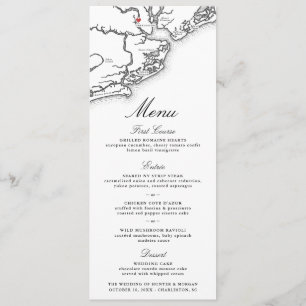 Menu Cardápio de casamento preto e branco elegante Char