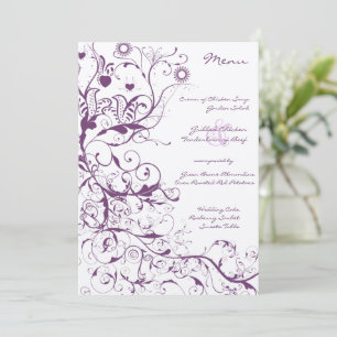 Menu Cardápio de Casamento Purple Birds e Swirls
