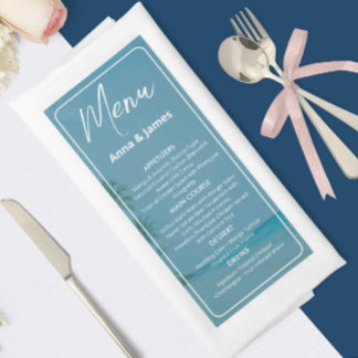 Menu Cardápio de casamento Recepção de Praia Elegante