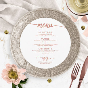 Menu Cardápio de Casamento Redondo Caligrafia Dourado R