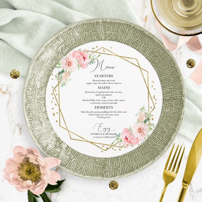 Menu Cardápio de Casamento Redondo Floral Geométrico El (Criador carregado)