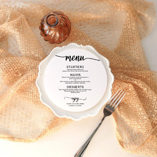 Menu Cardápio de Casamento Redondo Simples Elegante Cal