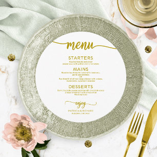 Menu Cardápio de Casamento Redondo Simples Elegante Cal