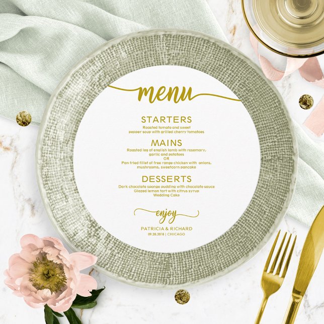Menu Cardápio de Casamento Redondo Simples Elegante Cal (Criador carregado)
