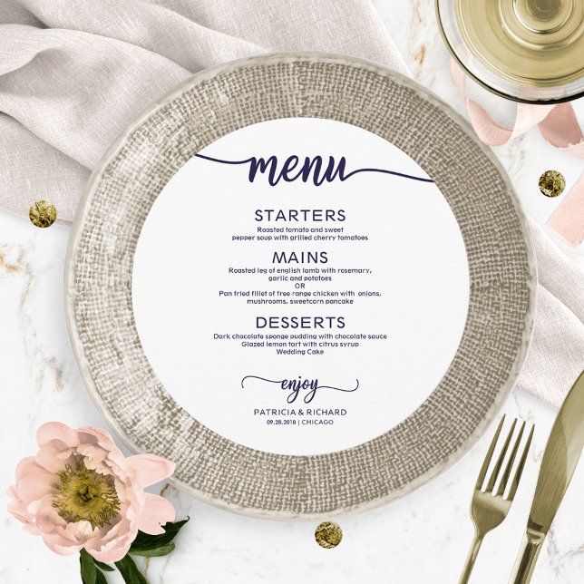 Menu Cardápio de Casamento Redondo Simples Elegante Chi (Criador carregado)