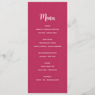 Menu Cardápio de Casamento Retro Rosa Magenta com Listr