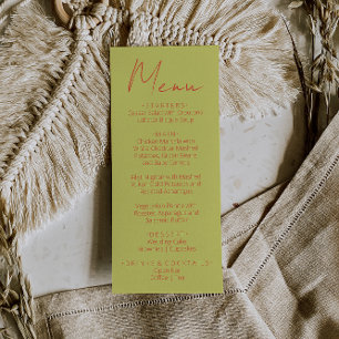 Menu Cardápio de Casamento Retro Verde Laranja Escrito