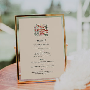 Menu Cardápio de Casamento Retro Western Cactus Desert