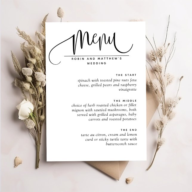 Menu Cardápio de Casamento Romântico Moderno e Elegante (Criador carregado)