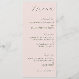 Menu Cardápio de Casamento Rosa Escuro Mínimo e Verde O