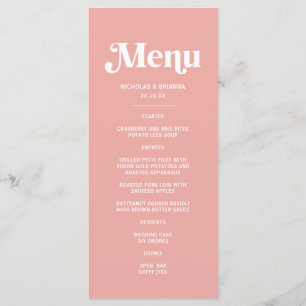 Menu Cardápio de Casamento Rosa Simples