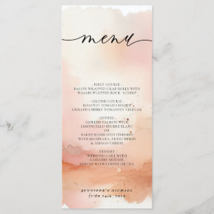 Menu Cardápio de Casamento RoseGold Aquarela