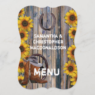 Menu Cardápio de casamento russo do cowboy ocidental
