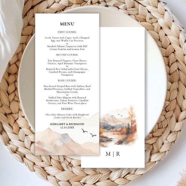 Menu Cardápio de Casamento Rústico à Beira do Lago no O (Criador carregado)