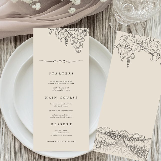 Menu Cardápio de Casamento Rústico da Vinícola Napa Val (Criador carregado)