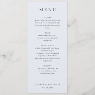 Menu Cardápio de Casamento Serif Cinza Elegante