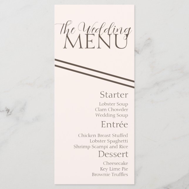 Menu Cardápio de Casamento Simples Café Bege (Frente)