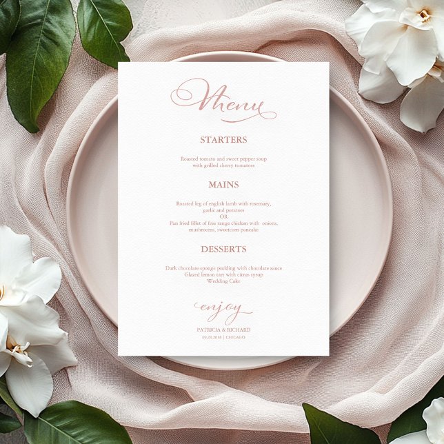 Menu Cardápio de Casamento Simples Caligrafia Falsa em  (Criador carregado)