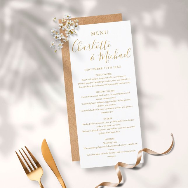 Menu Cardápio de Casamento Simples e Elegante em Letra  (Criador carregado)