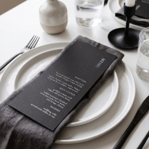 Menu Cardápio de Casamento Simples Preto e Branco