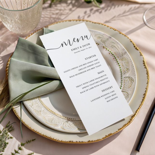 Menu Cardápio de Casamento Simples Preto e Branco (Criador carregado)