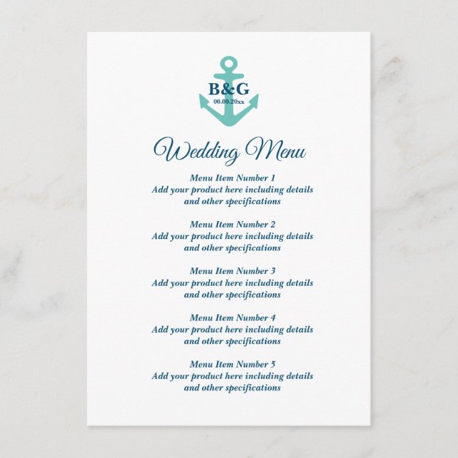 Menu Cardápio de casamento sofisticado com logotipo de  (Frente)